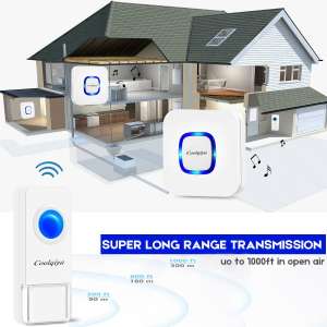Coolqiya Weatherproof Wireless Doorbell Longrange