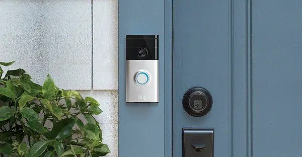 Ring WiFi Enabled Video Doorbell, attached to a door frame