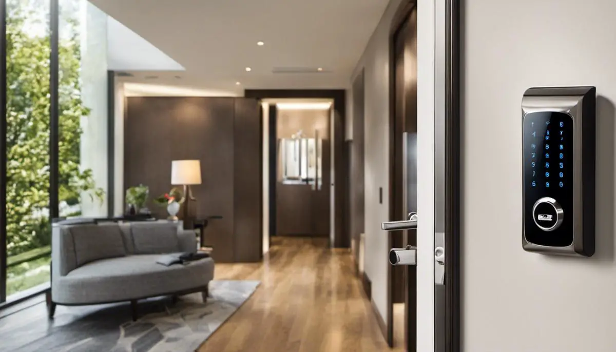 Smart locks in a modern home, providing convenience and security